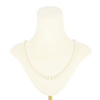 18K Yellow Gold Enameled Diamond Clasp Graduated Pearl Necklace