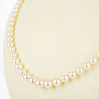 18K Yellow Gold Enameled Diamond Clasp Graduated Pearl Necklace