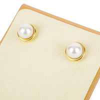 18K Yellow Gold Cultured Pearl Studs 8.5-9mm