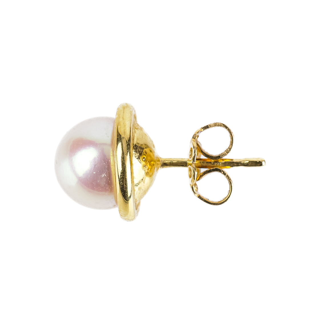18K Yellow Gold Cultured Pearl Studs 8.5-9mm