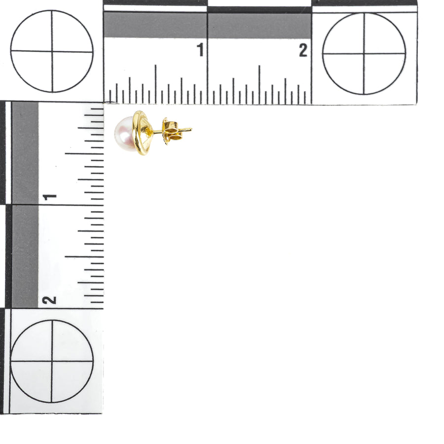18K Yellow Gold Cultured Pearl Studs 8.5-9mm