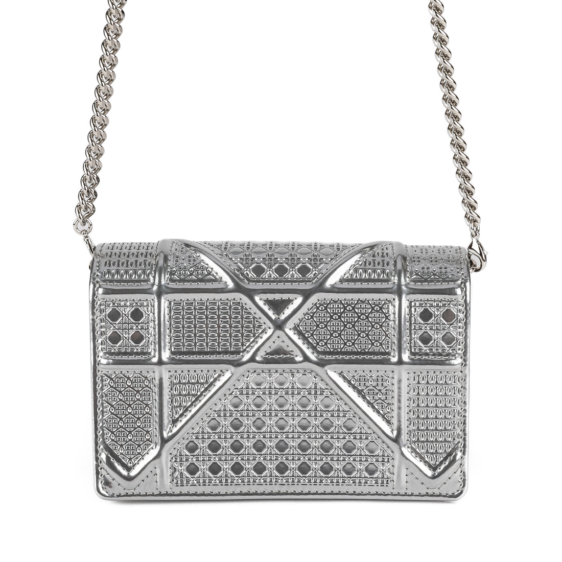 DIOR Silver Leather Microcannage Diorama Baby Flap Bag