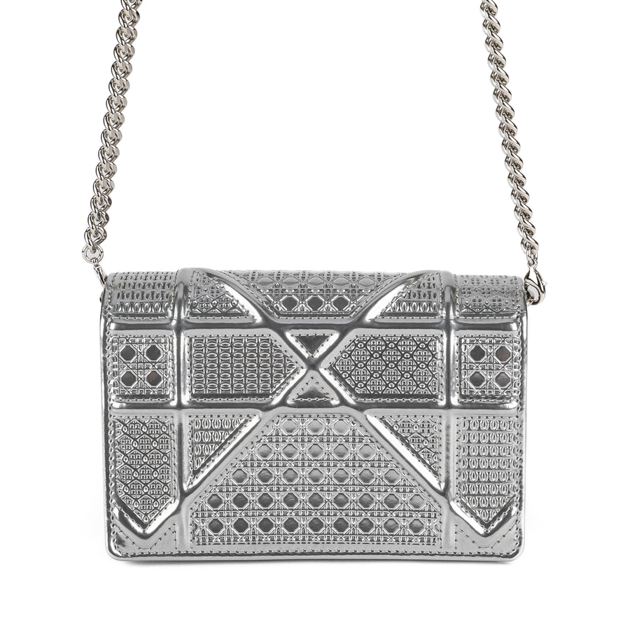 DIOR Silver Leather Microcannage Diorama Baby Flap Bag