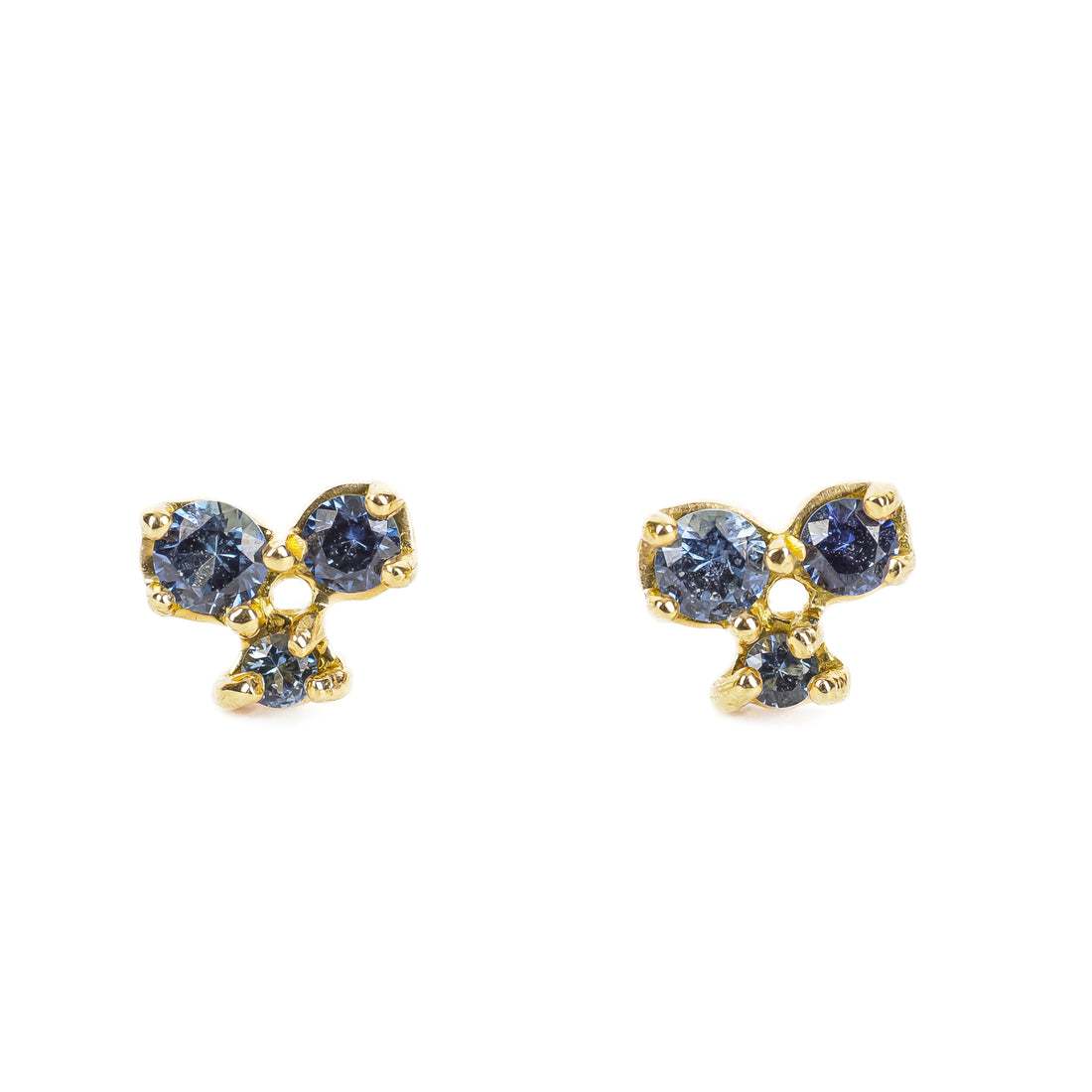 ANNE SPORTUN 18K Yellow Gold Sapphire Trio Studs