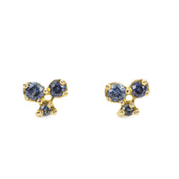 ANNE SPORTUN 18K Yellow Gold Sapphire Trio Studs