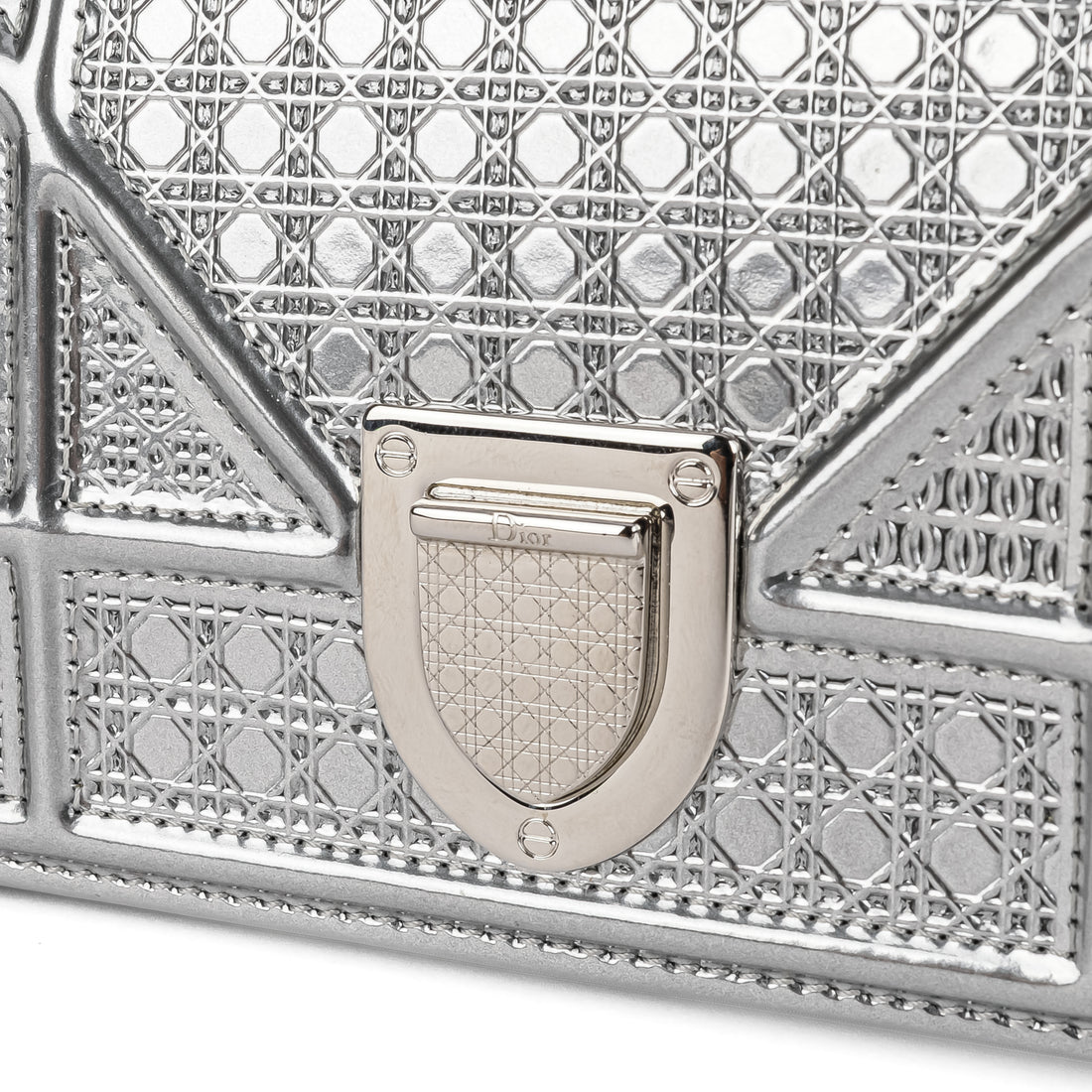 DIOR Silver Leather Microcannage Diorama Baby Flap Bag