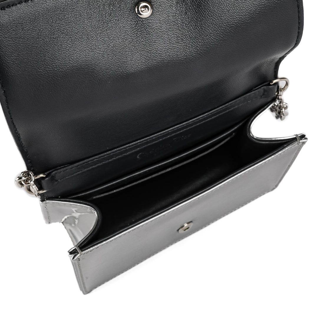 DIOR Silver Leather Microcannage Diorama Baby Flap Bag