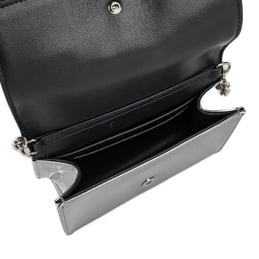 DIOR Silver Leather Microcannage Diorama Baby Flap Bag