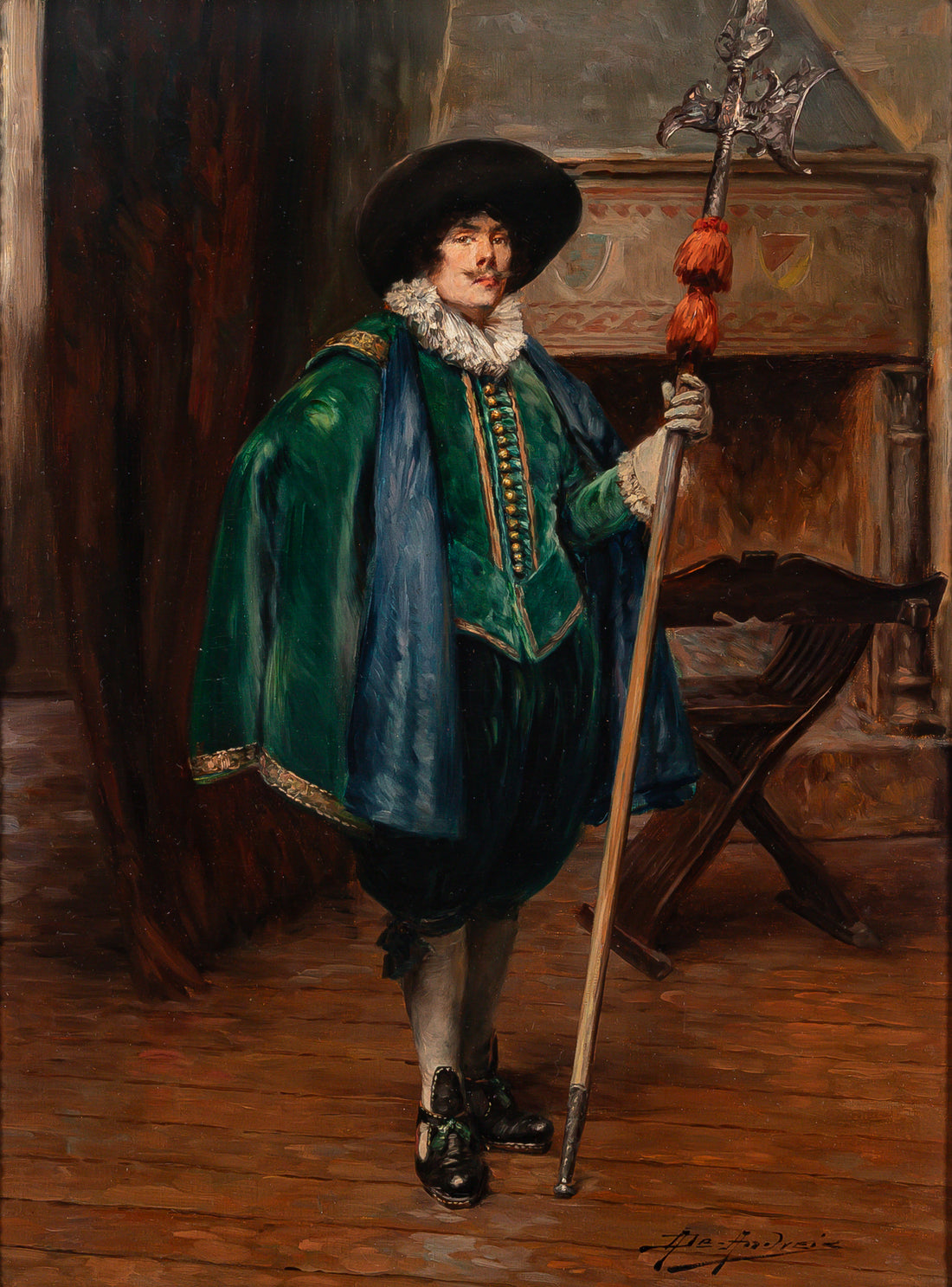 Alex de Andreis (Belgian 1871-1939) Portrait of a Cavalier