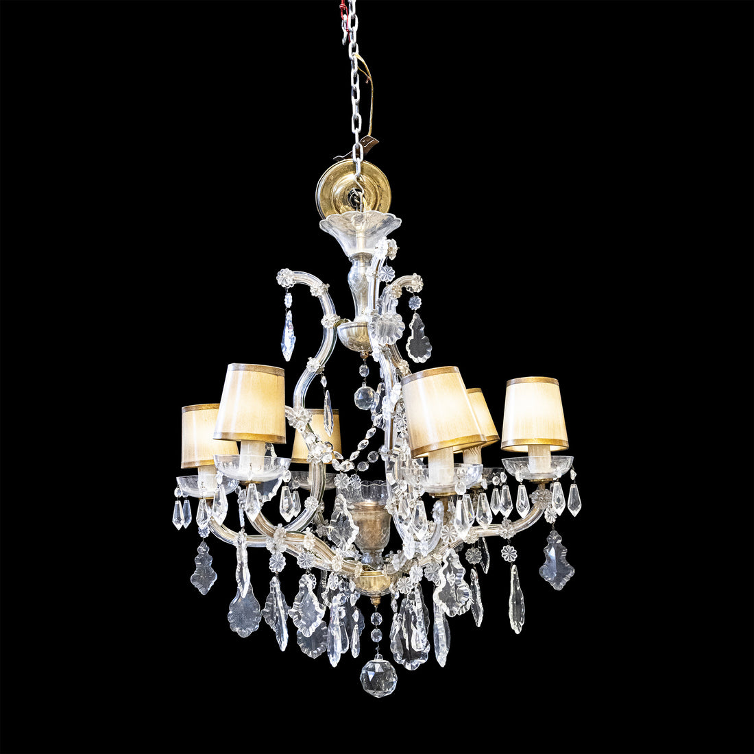 Steel And Crystal 7 Light Chandelier With Drops