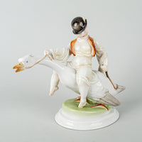 HEREND Figurine Small Boy Riding a Goose 5515