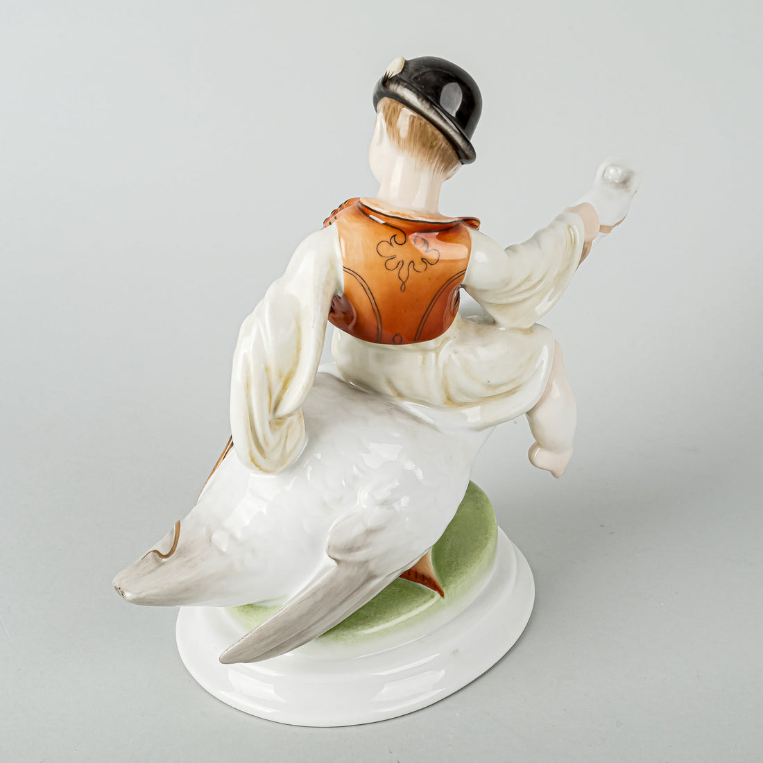 HEREND Figurine Small Boy Riding a Goose 5515
