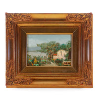 G. Bersa Seaside Village Scene Oil On Board