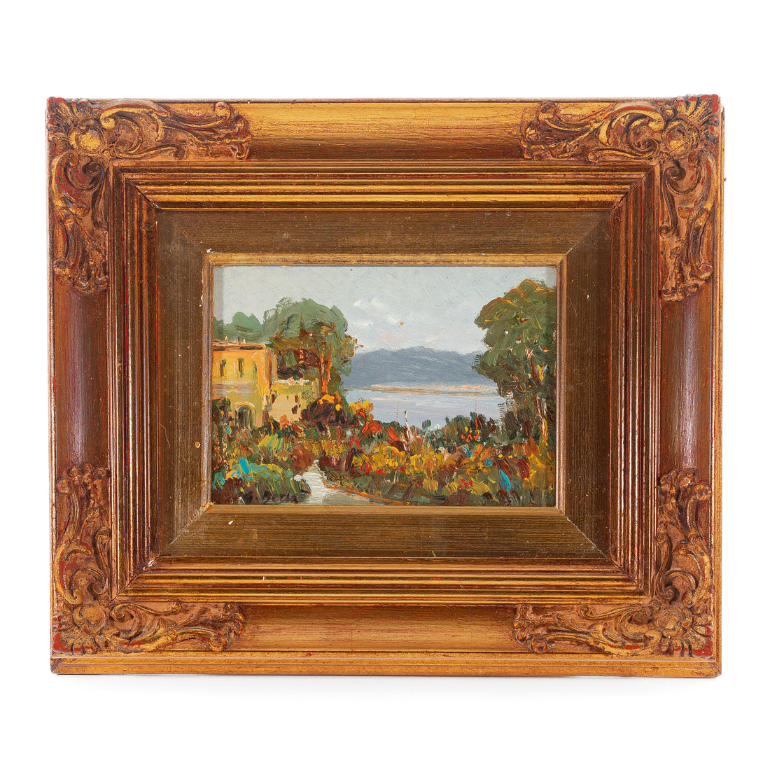 G. Bersa Seaside Village Scene Oil On Board