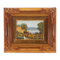 G. Bersa Seaside Village Scene Oil On Board