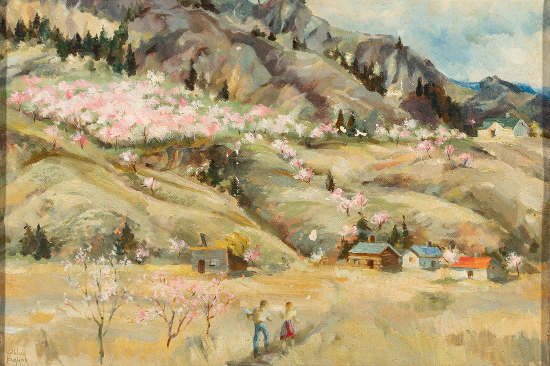 Kathleen England (Canadian 1908) Spring Landscape With Figures