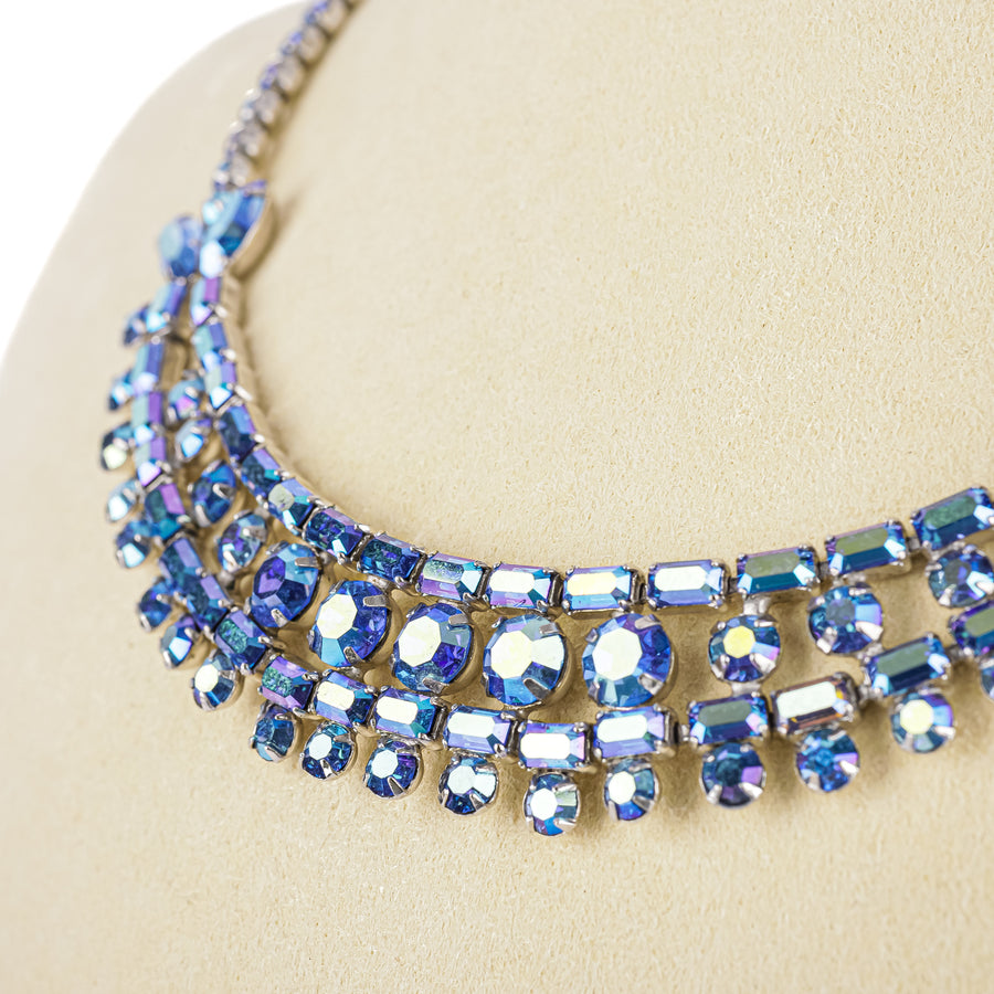 SHERMAN Necklace - Blue Rhinestone Colarette