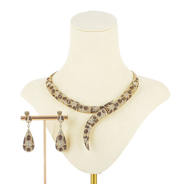 LE COUTURIER BOUCHER Gold Tone Bronze White Rhinestone Duo