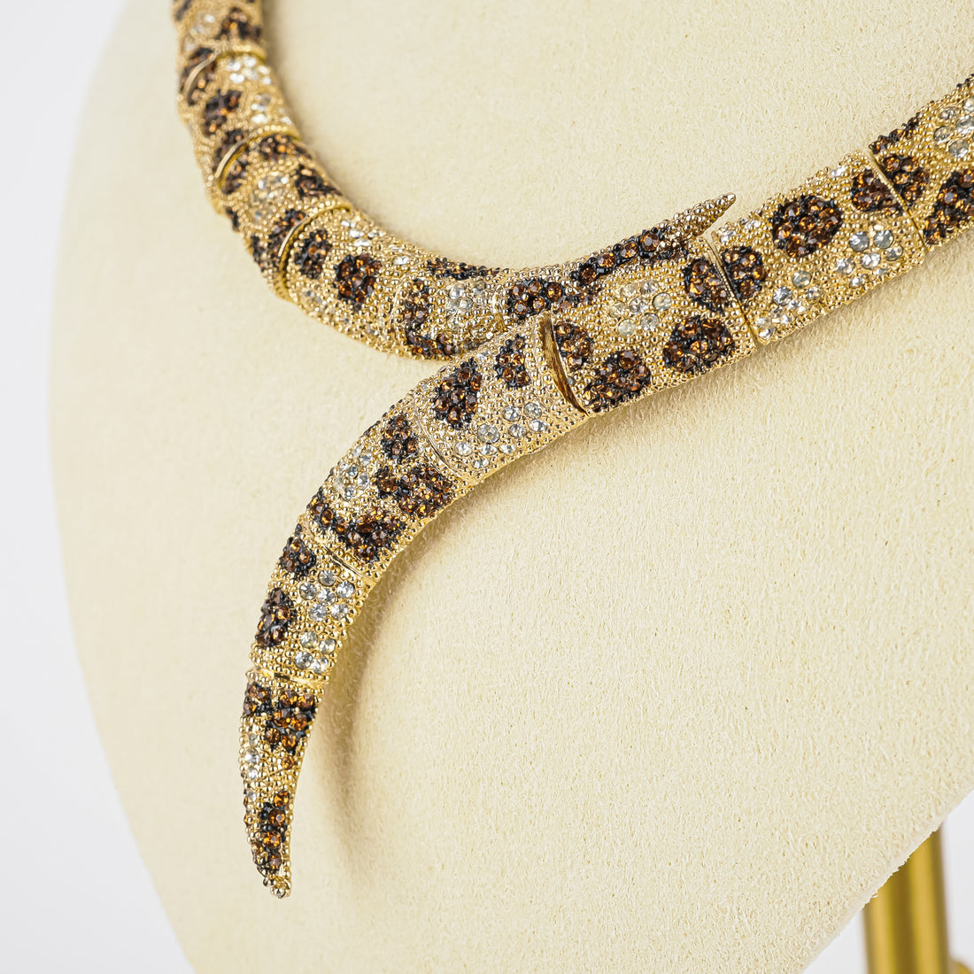 LE COUTURIER BOUCHER Gold Tone Bronze White Rhinestone Duo