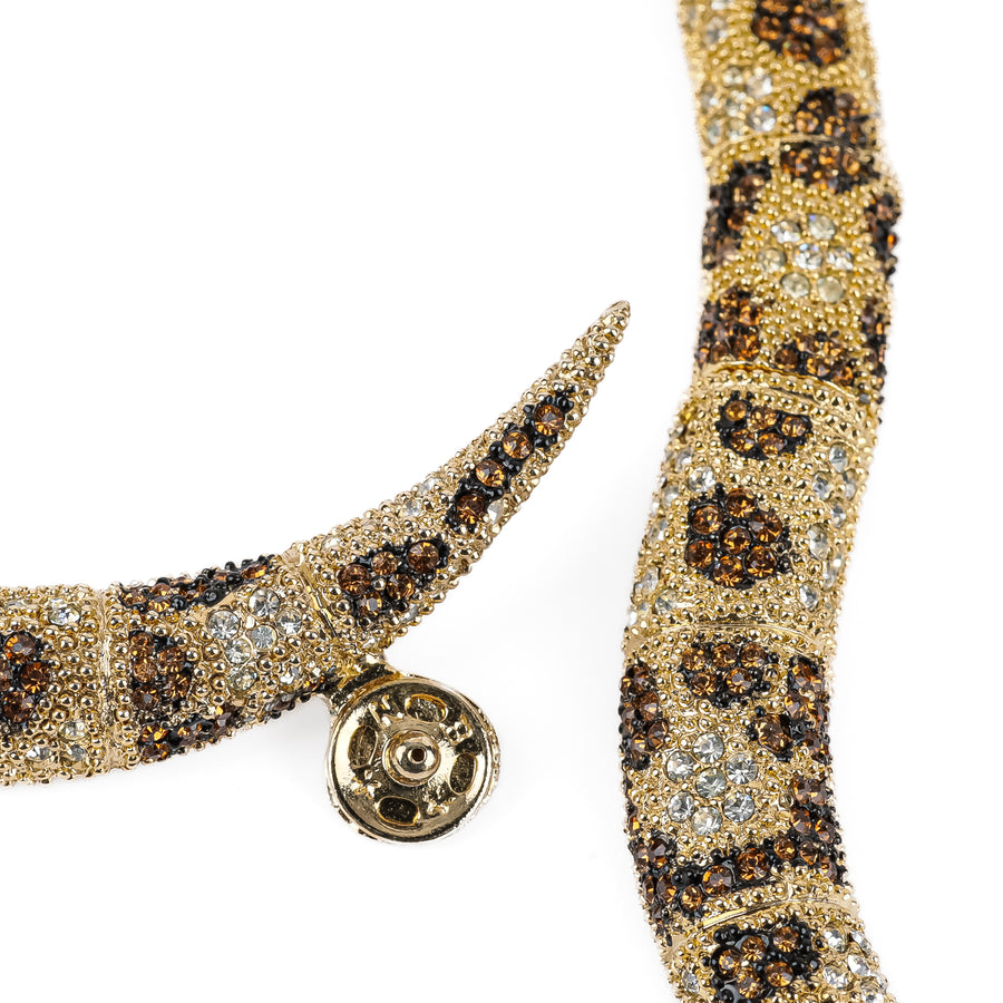 LE COUTURIER BOUCHER Gold Tone Bronze White Rhinestone Duo