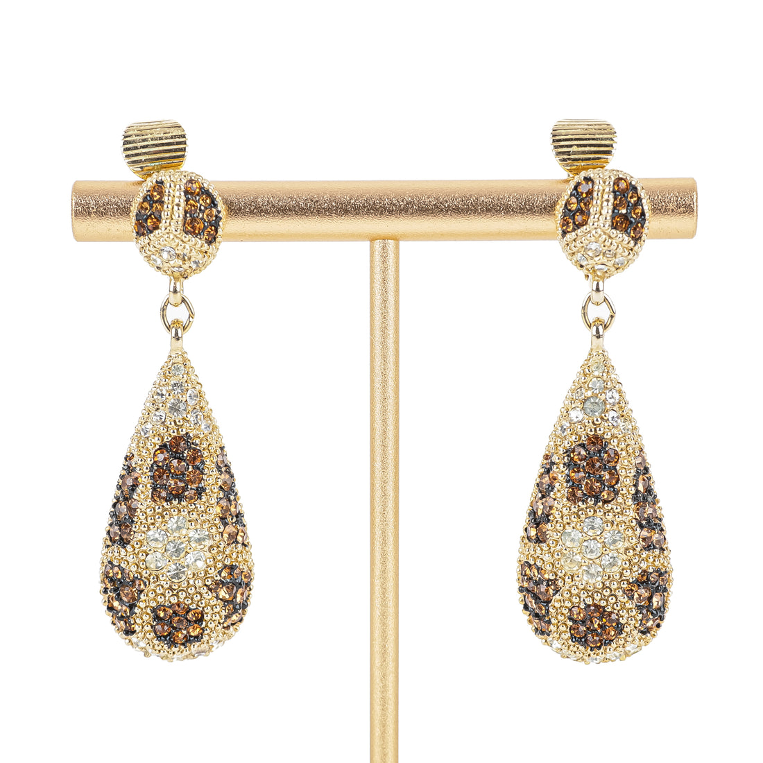 LE COUTURIER BOUCHER Gold Tone Bronze White Rhinestone Duo