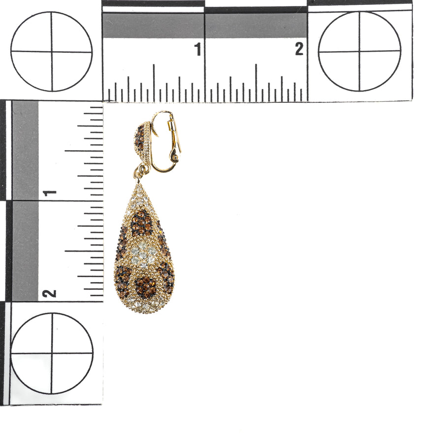 LE COUTURIER BOUCHER Gold Tone Bronze White Rhinestone Duo
