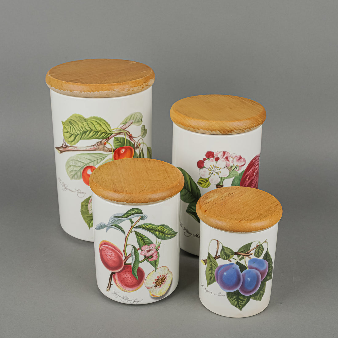 PORTMEIRION Pomano Canister Set - Wooden Lids Set of 4 - 8pcs