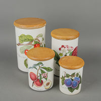 PORTMEIRION Pomano Canister Set - Wooden Lids Set of 4 - 8pcs