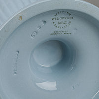 WEDGWOOD White On Blue Embossed Queens Ware Trumpet Vase