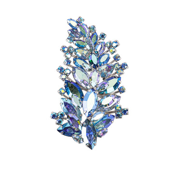 SHERMAN Brooch - Blue Rhinestone Branch Spray