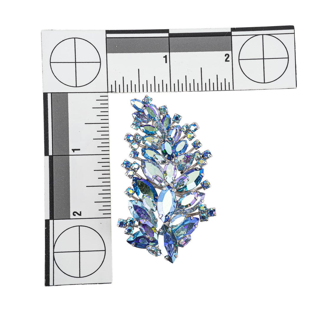SHERMAN Brooch - Blue Rhinestone Branch Spray
