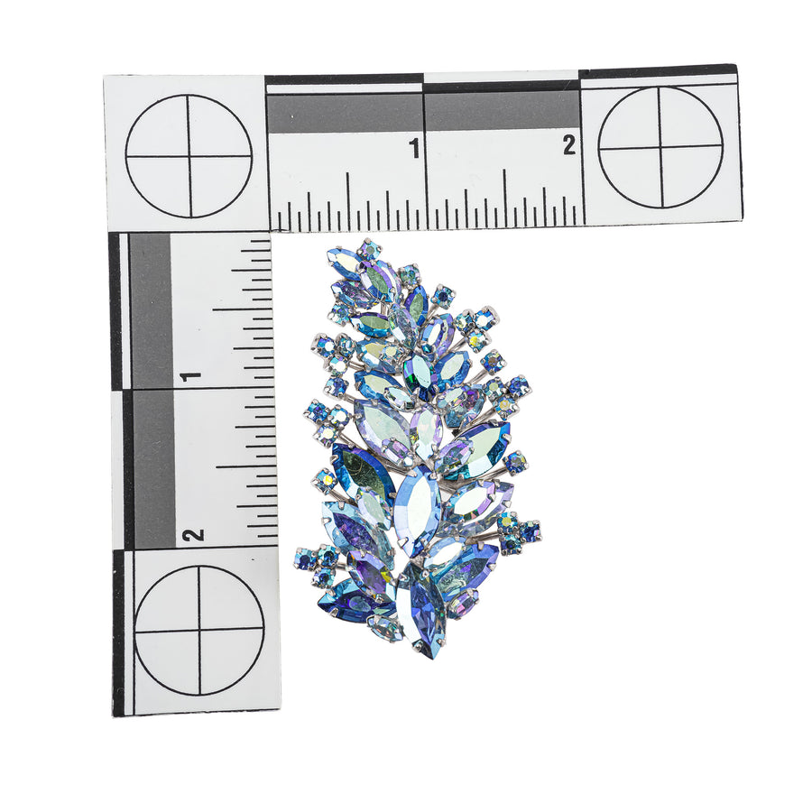 SHERMAN Brooch - Blue Rhinestone Branch Spray