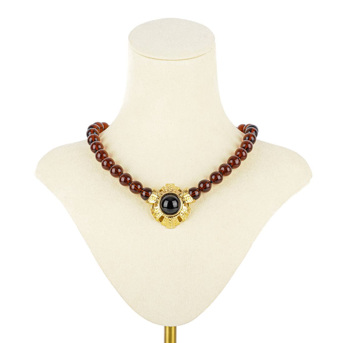 SWAROVSKI Gold Tone Brown Bead Necklace