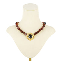 SWAROVSKI Gold Tone Brown Bead Necklace