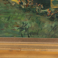 R. Moore - River Scene With Mill    Oil on canvas