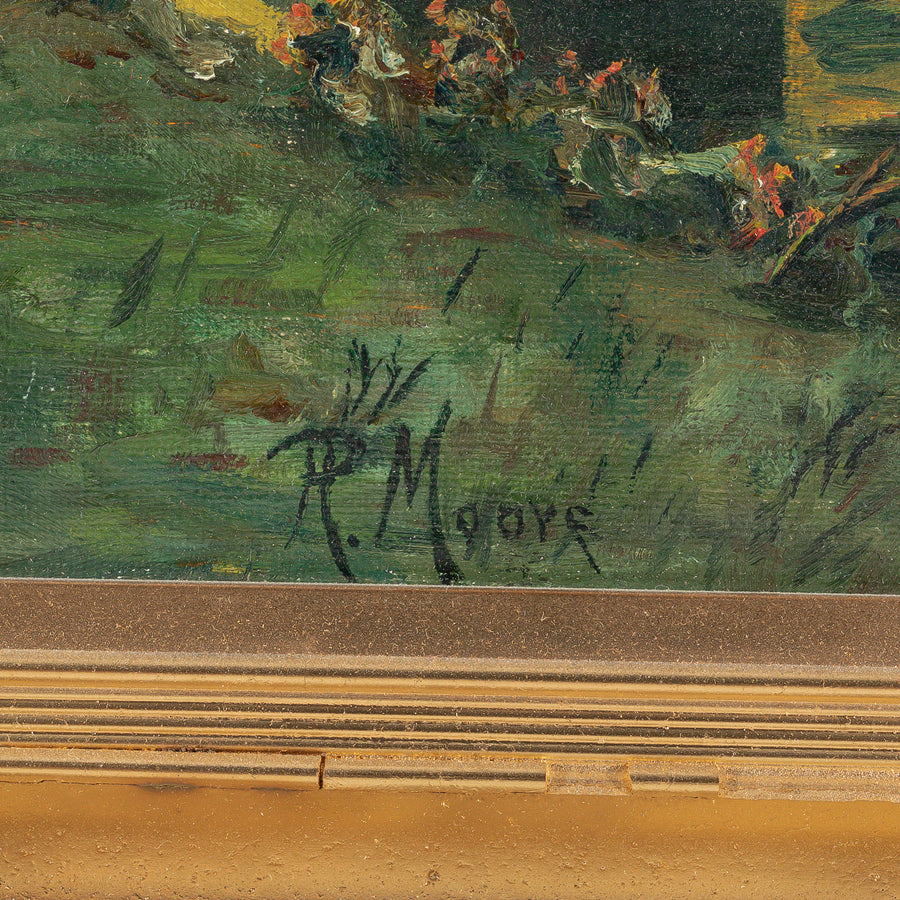 R. Moore - River Scene With Mill    Oil on canvas