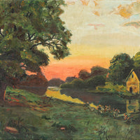 R. Moore - River Scene With Mill    Oil on canvas