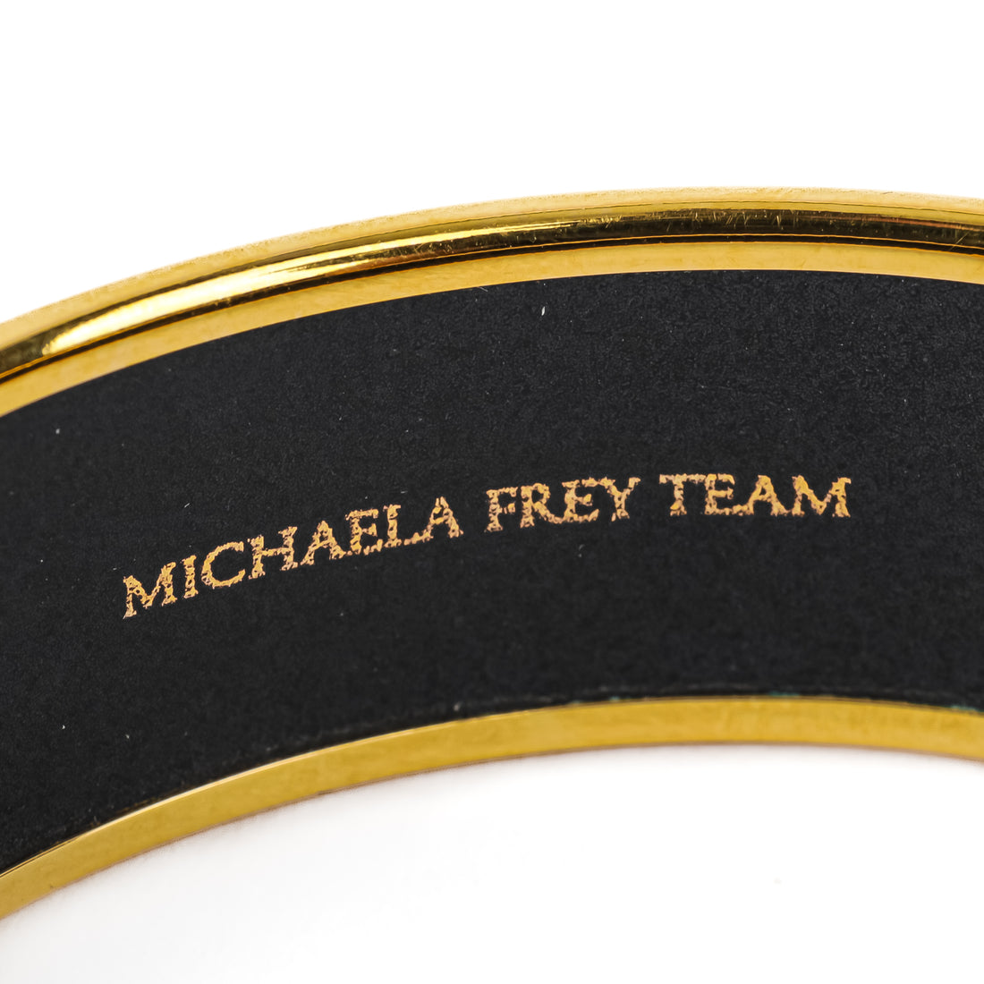 MICHEAELA FREY Gold Tone Enamel Bangle w Birds- 19mm
