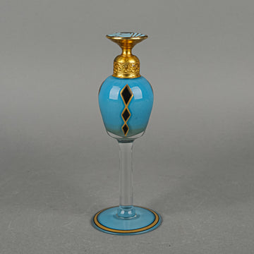 DeVILBISS Deco Hand Painted Glass Perfume Bottle w/Enameled Stopper