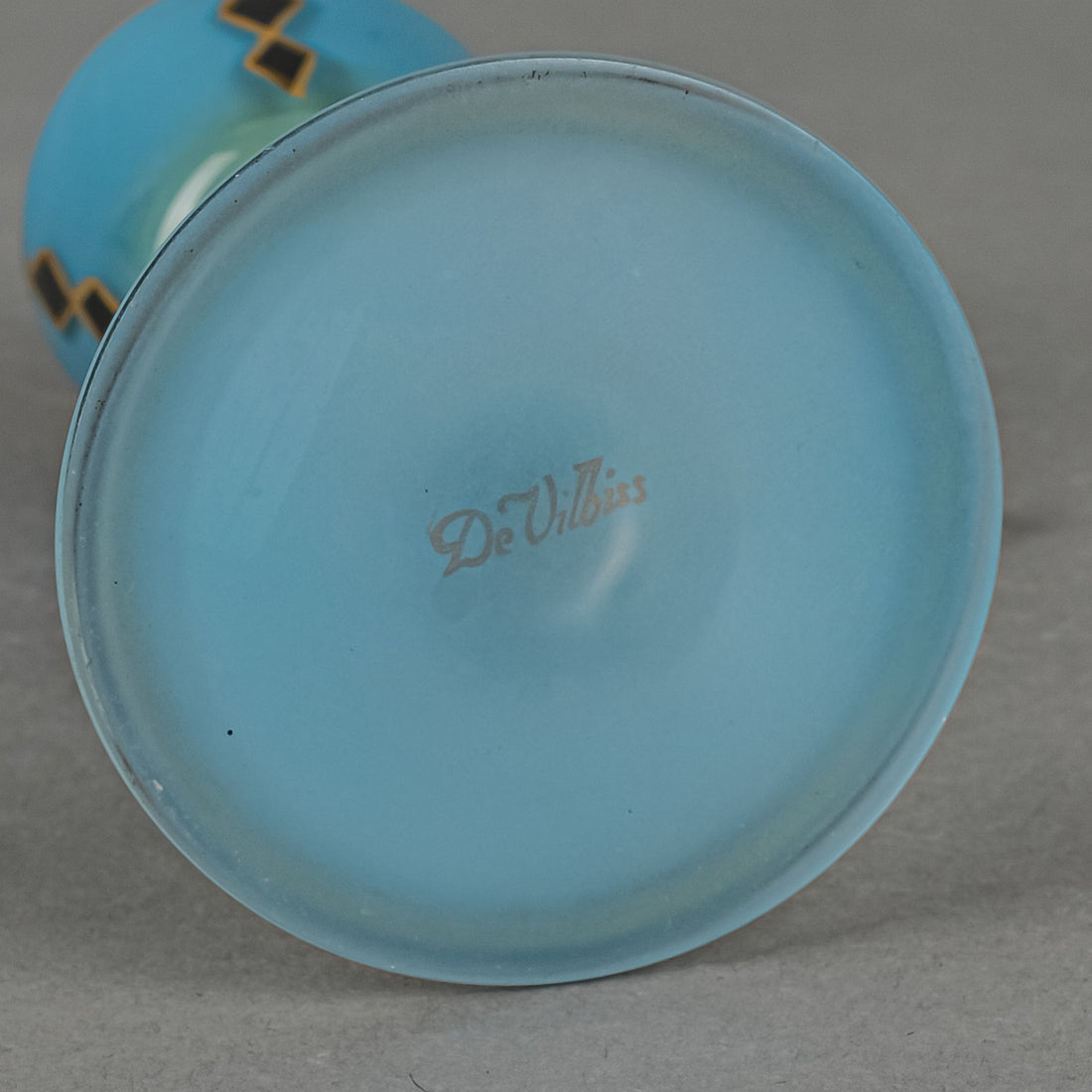 DeVILBISS Deco Hand Painted Glass Perfume Bottle w/Enameled Stopper