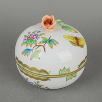 HEREND Queen Victoria Bonbonniere With Rose Knob