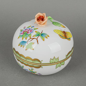 HEREND Queen Victoria Bonbonniere With Rose Knob