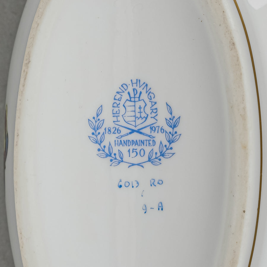 HEREND Rothschild Bird Jam Pot With Strawberry Knob Lid