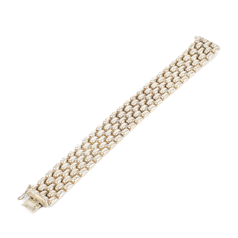 Sterling Five Row Puffed Link Bracelet