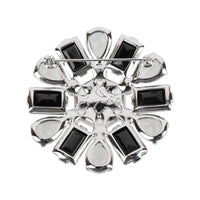 SWAROVSKI Silver Tone Black Grey Crystal Pearl Brooch