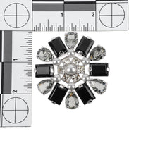 SWAROVSKI Silver Tone Black Grey Crystal Pearl Brooch