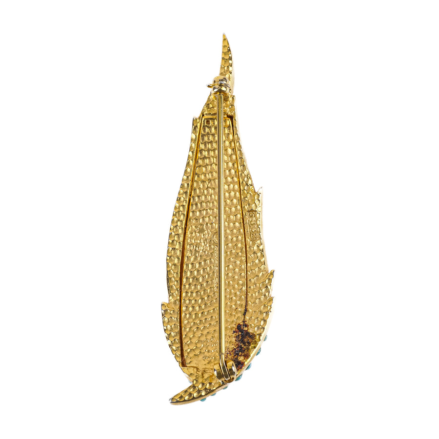 BOUCHER Gold Tone Turquoise Leaf Brooch