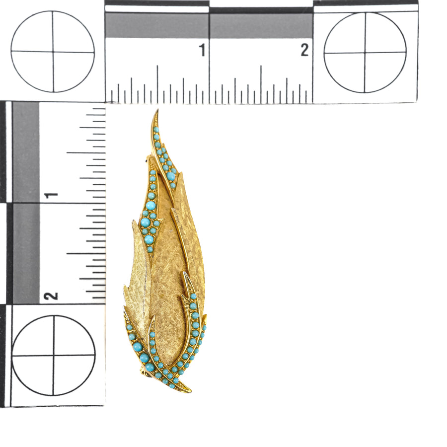 BOUCHER Gold Tone Turquoise Leaf Brooch