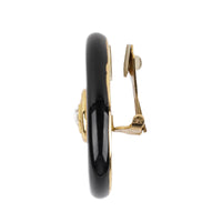 CHRISTIAN DIOR Gold Tone Black & Ivory Enamel Wheel Studs