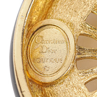 CHRISTIAN DIOR Gold Tone Black & Ivory Enamel Wheel Studs